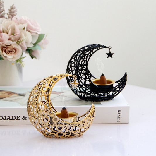 Celestial Elegance Crescent Moon and Star Candle Holder