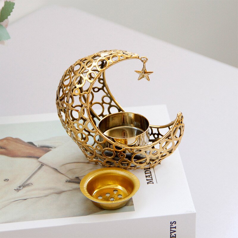 Celestial Elegance Crescent Moon and Star Candle Holder